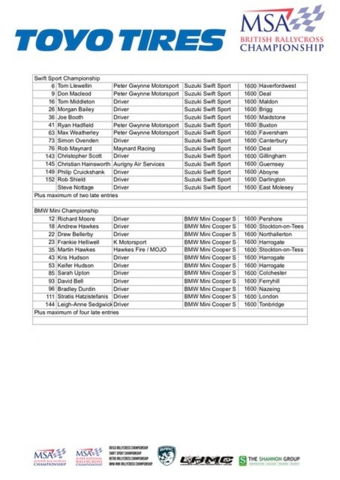 Lydden Entry List 2