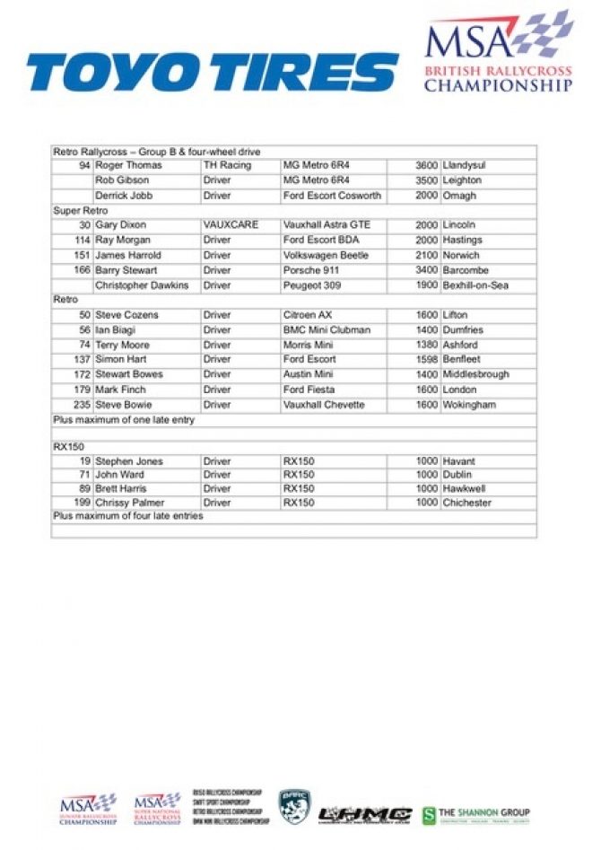 Lydden Entry List 3