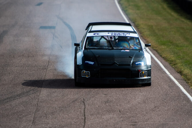 John testing the brakes (and Cooper tyres) at Press Day