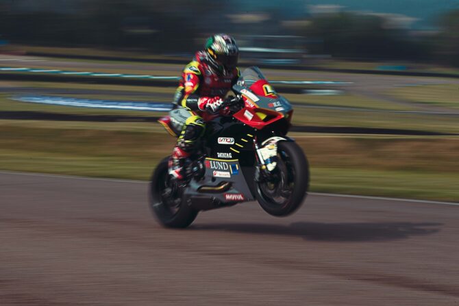 John McGuinness on two wheels at Lydden Hill before testing on four wheels